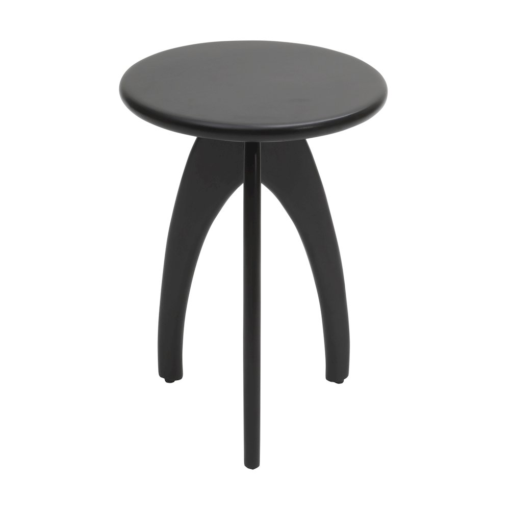 Aero Curved Space Age Round Mid-Century Modern Solid Wood Accent End Table. Picture 1