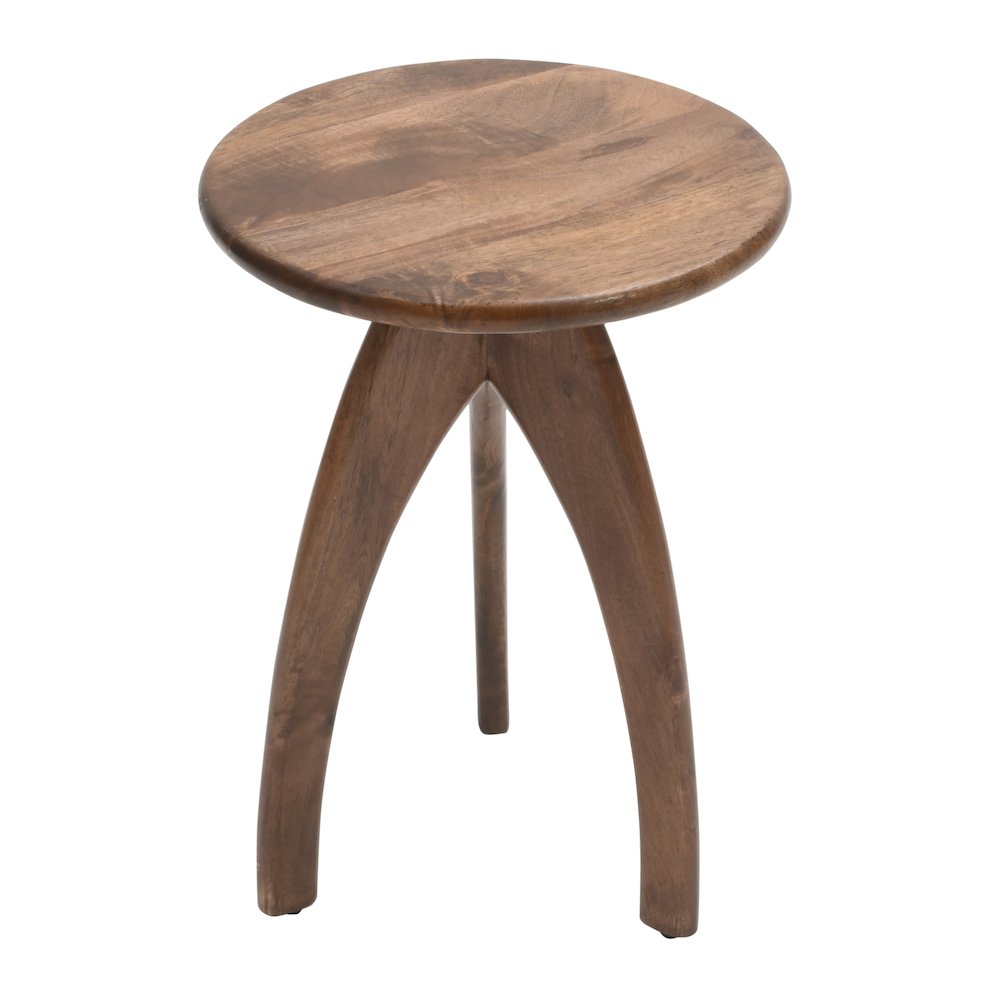 Aero Curved Space Age Round Mid-Century Modern Solid Wood Accent End Table. Picture 2