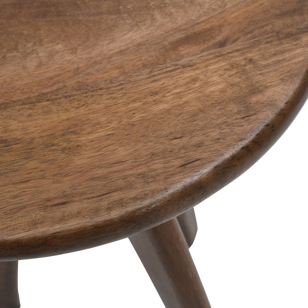 Aero Curved Space Age Round Mid-Century Modern Solid Wood Accent End Table. Picture 3