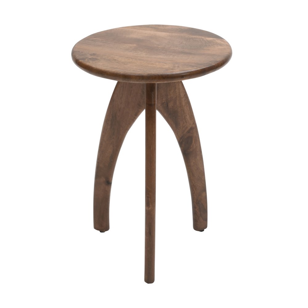 Aero Curved Space Age Round Mid-Century Modern Solid Wood Accent End Table. Picture 1
