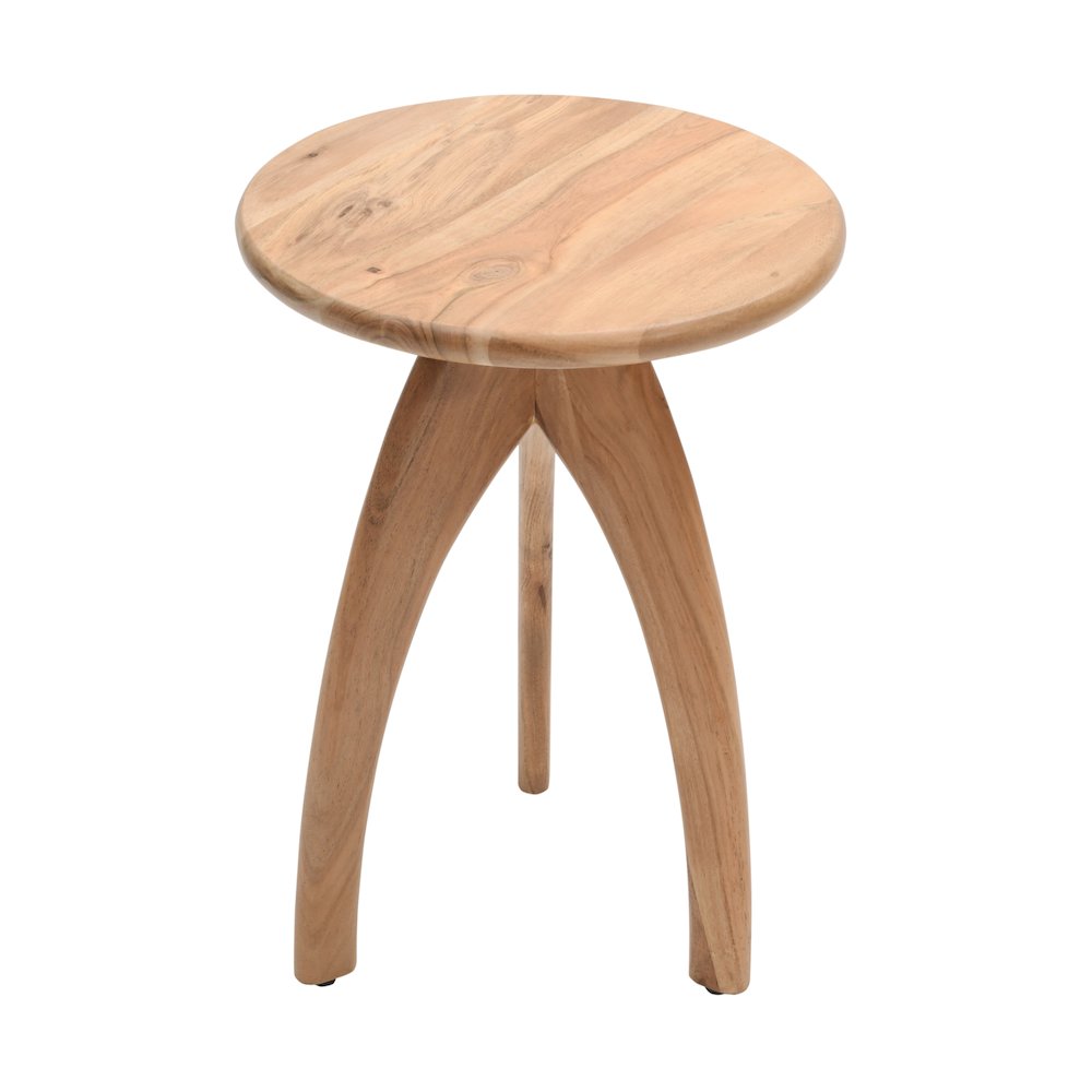 Aero Curved Space Age Round Mid-Century Modern Solid Wood Accent End Table. Picture 2