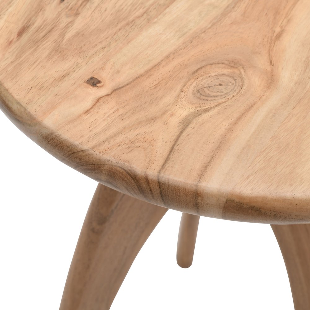 Aero Curved Space Age Round Mid-Century Modern Solid Wood Accent End Table. Picture 3