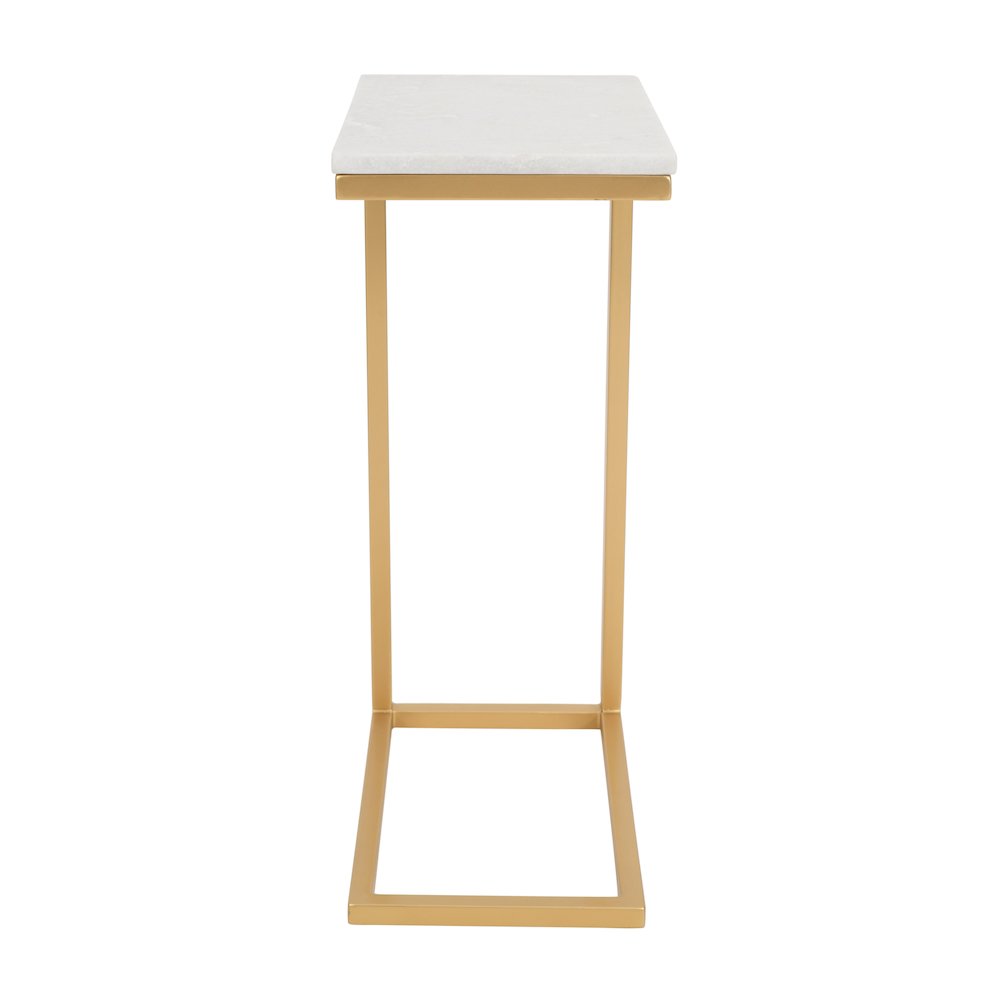 Aurora Solid Marble Modern Luxury Glam Accent C-Table (Set of 2). Picture 2