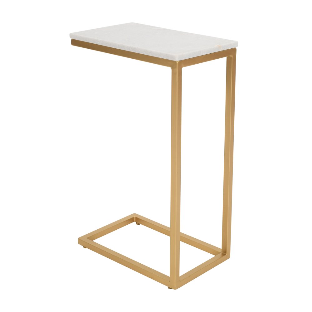 Aurora Solid Marble Modern Luxury Glam Accent C-Table (Set of 2). Picture 3