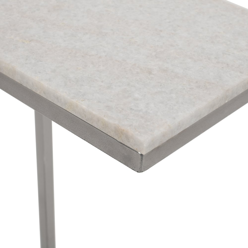 Aurora Solid Marble Modern Luxury Glam Accent C-Table (Set of 2). Picture 3