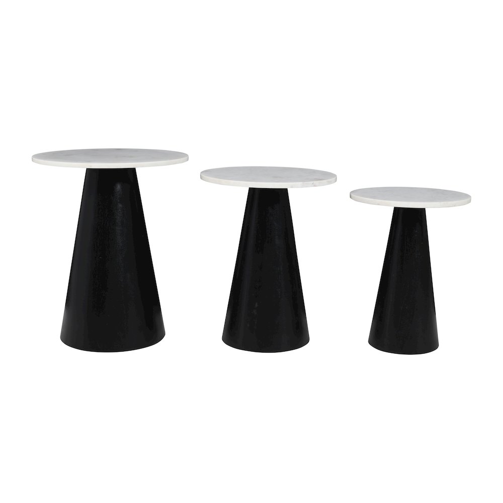 Nolan Marble Top Three Pack Solid Wood Accent Table Set. Picture 3
