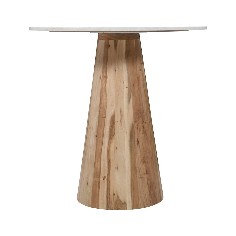 Nolan Luxury Mid-Century Modern 30" Round Marble and Wood Pedestal Dining Table. Picture 2