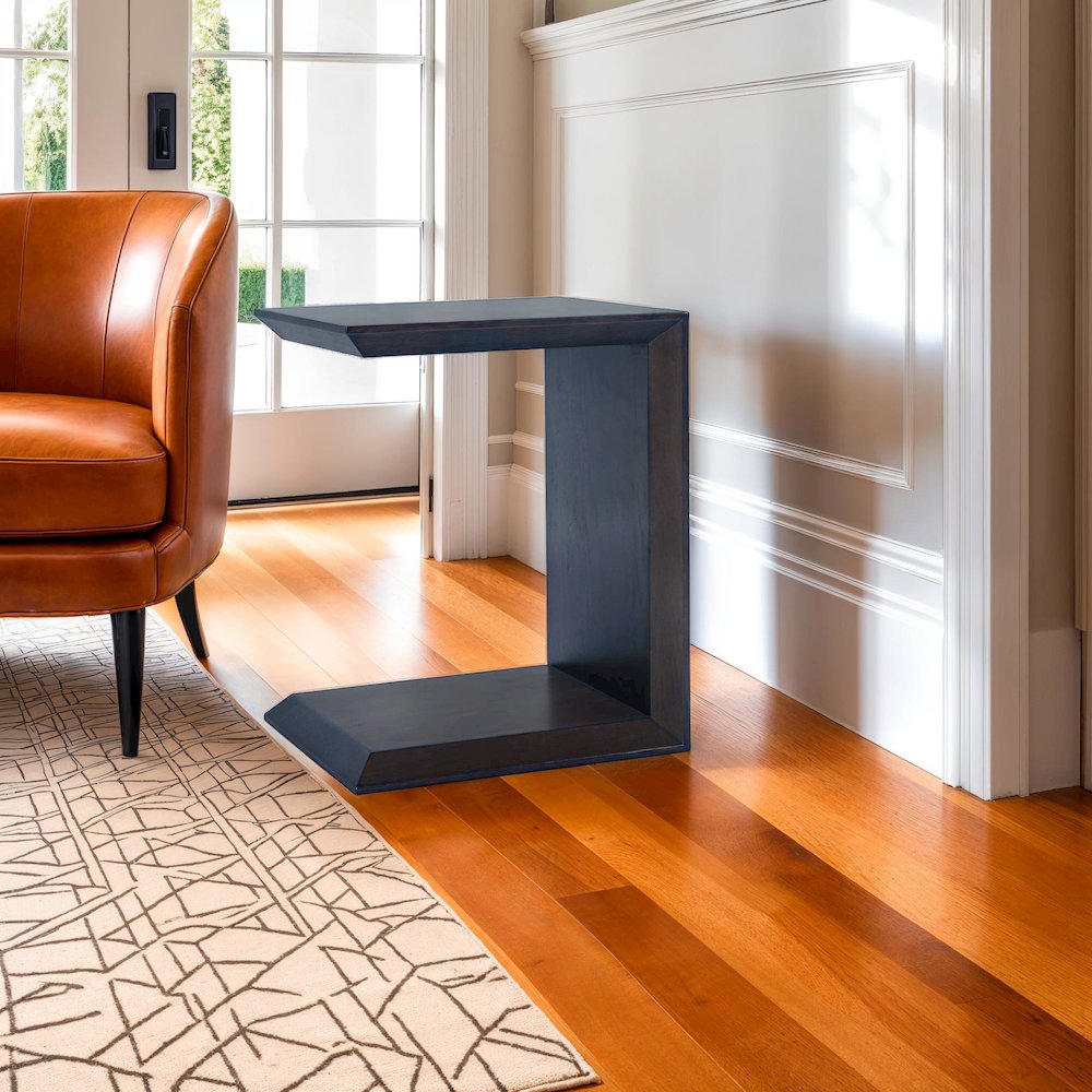 Nobu Modern Beveled Angle Wood Accent End C-Table. Picture 6