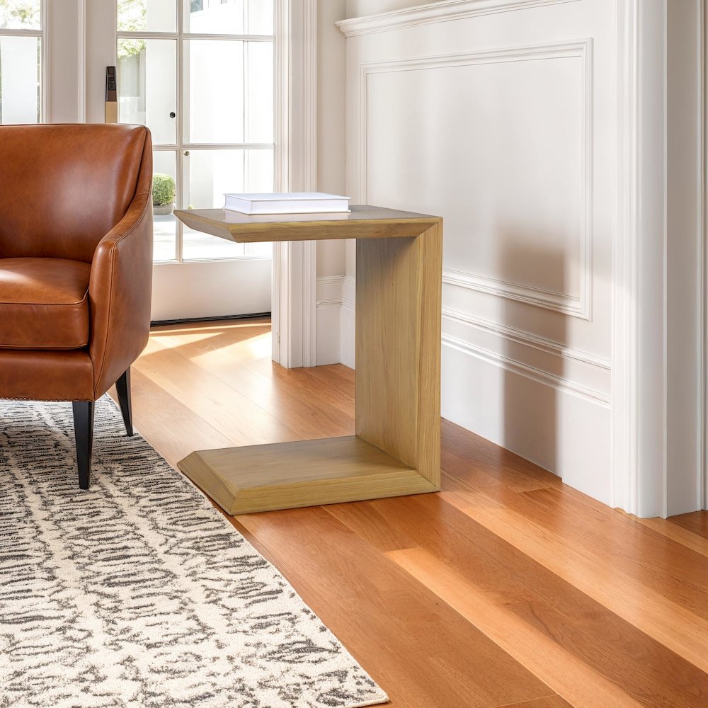 Nobu Modern Beveled Angle Wood Accent End C-Table. Picture 6
