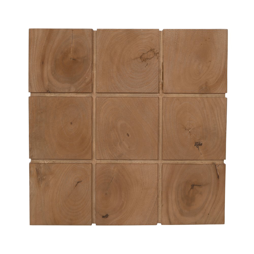 Sequoia 22" Solid Wood Modern Rustic Cube Carved End Table. Picture 5