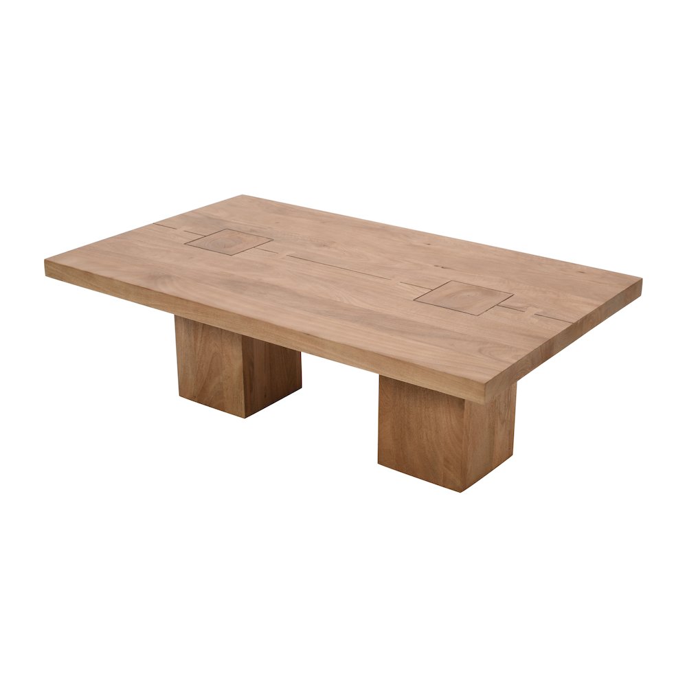 Modern Rustic 54" Solid Wood Double Pedestal Coffee Table. Picture 2