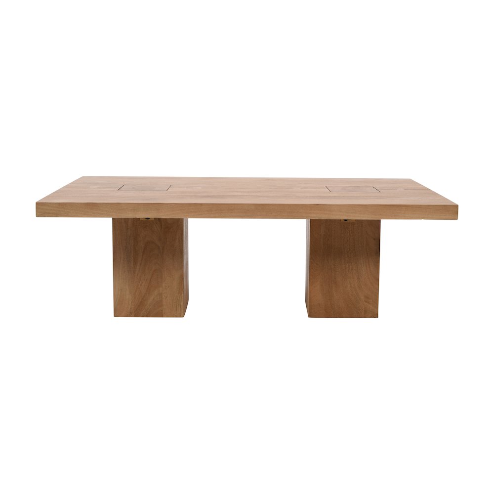 Modern Rustic 54" Solid Wood Double Pedestal Coffee Table. Picture 7