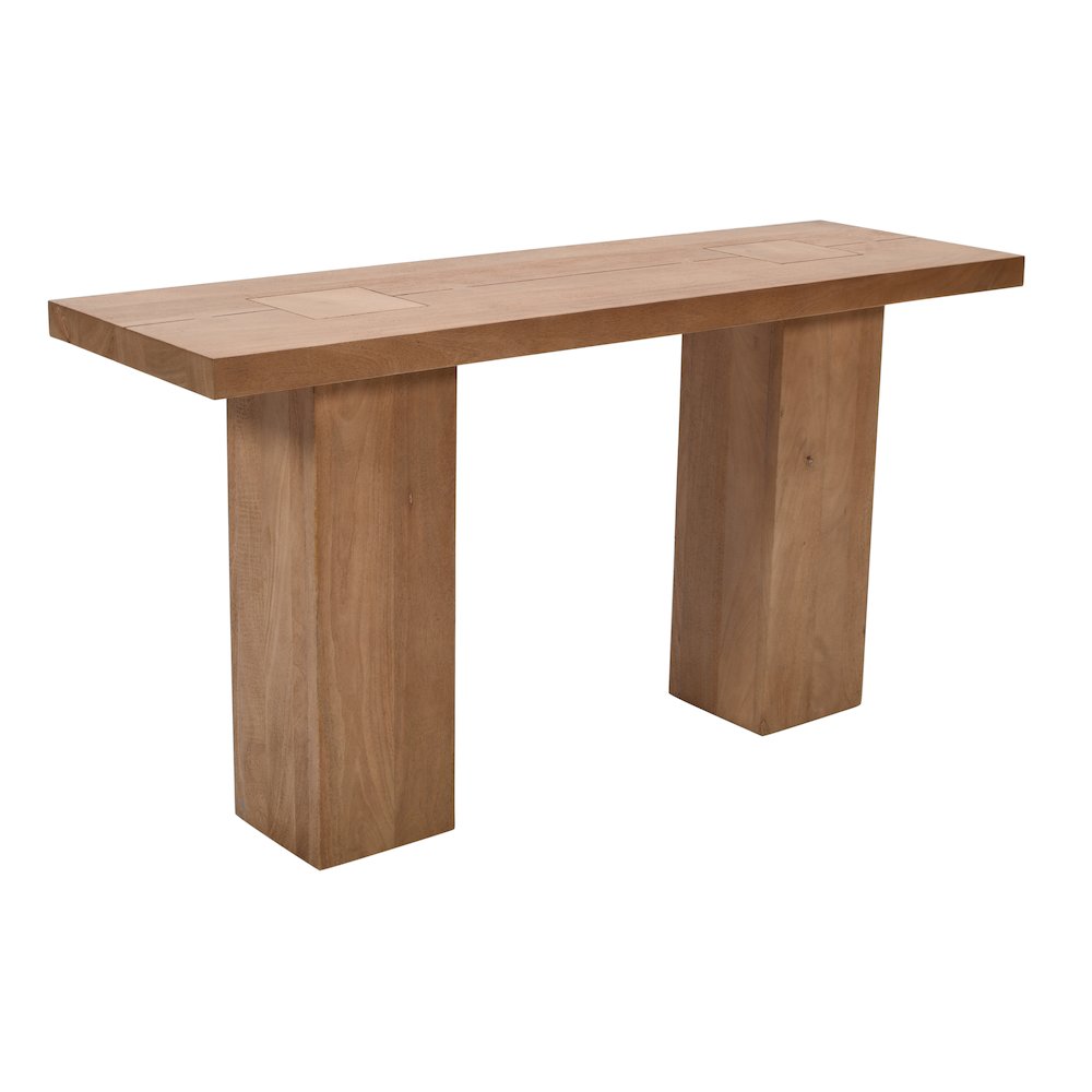 Modern Rustic 58" Solid Wood Double Pedestal Console Sofa Table. Picture 8