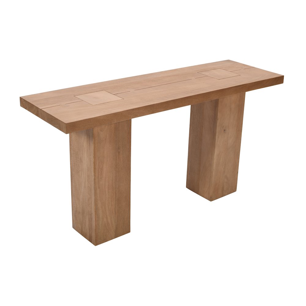Modern Rustic 58" Solid Wood Double Pedestal Console Sofa Table. Picture 3