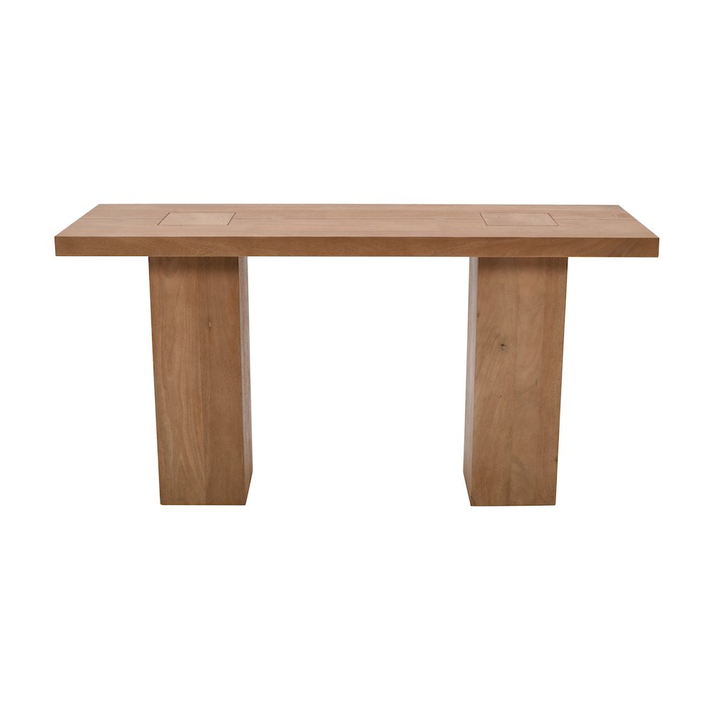 Modern Rustic 58" Solid Wood Double Pedestal Console Sofa Table. Picture 7