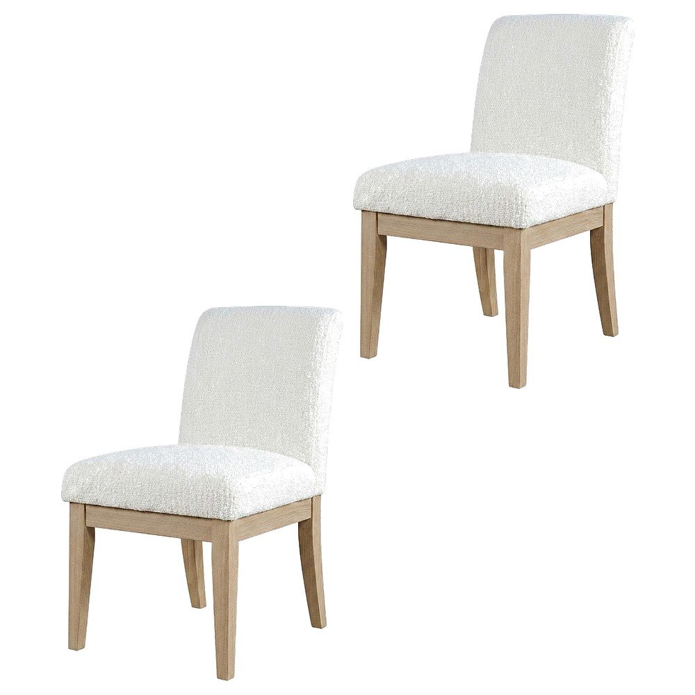 Solid Wood Upholstered Parsons Dining Chairs, Brown, Set of 2. Picture 1