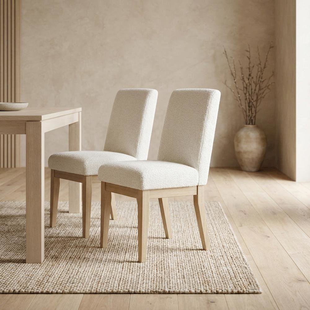 Solid Wood Upholstered Parsons Dining Chairs, Brown, Set of 2. Picture 4
