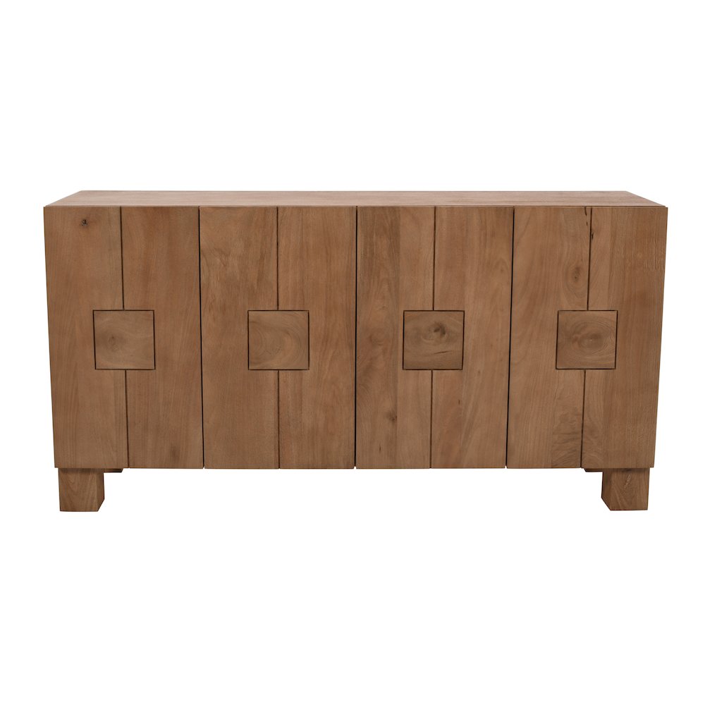 Sequoia 62" Modern Rustic Solid Wood Four Door Sideboard Storage Cabinet. Picture 1