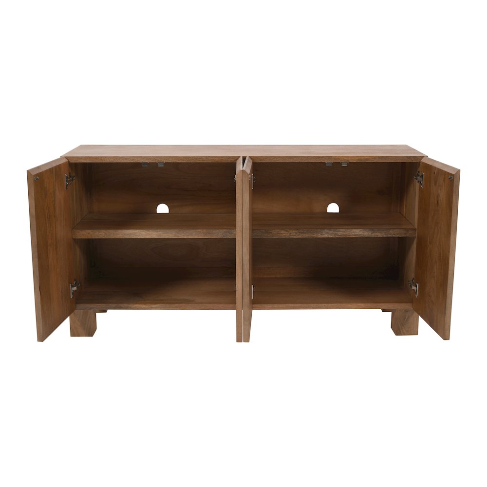 Sequoia 62" Modern Rustic Solid Wood Four Door Sideboard Storage Cabinet. Picture 5