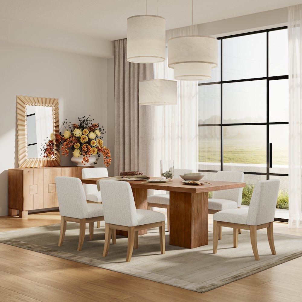 79" Rustic Modern Luxury Solid Wood Butcher Block Double Pedestal Dining Table. Picture 9