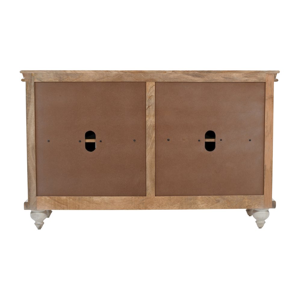 Taj 60" Hand Carved Solid Wood Global Bohemian Four-Door Sideboard Cabinet. Picture 7