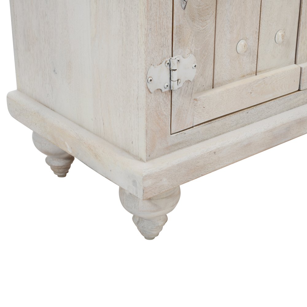 Taj 60" Hand Carved Solid Wood Global Bohemian Four-Door Sideboard Cabinet. Picture 3