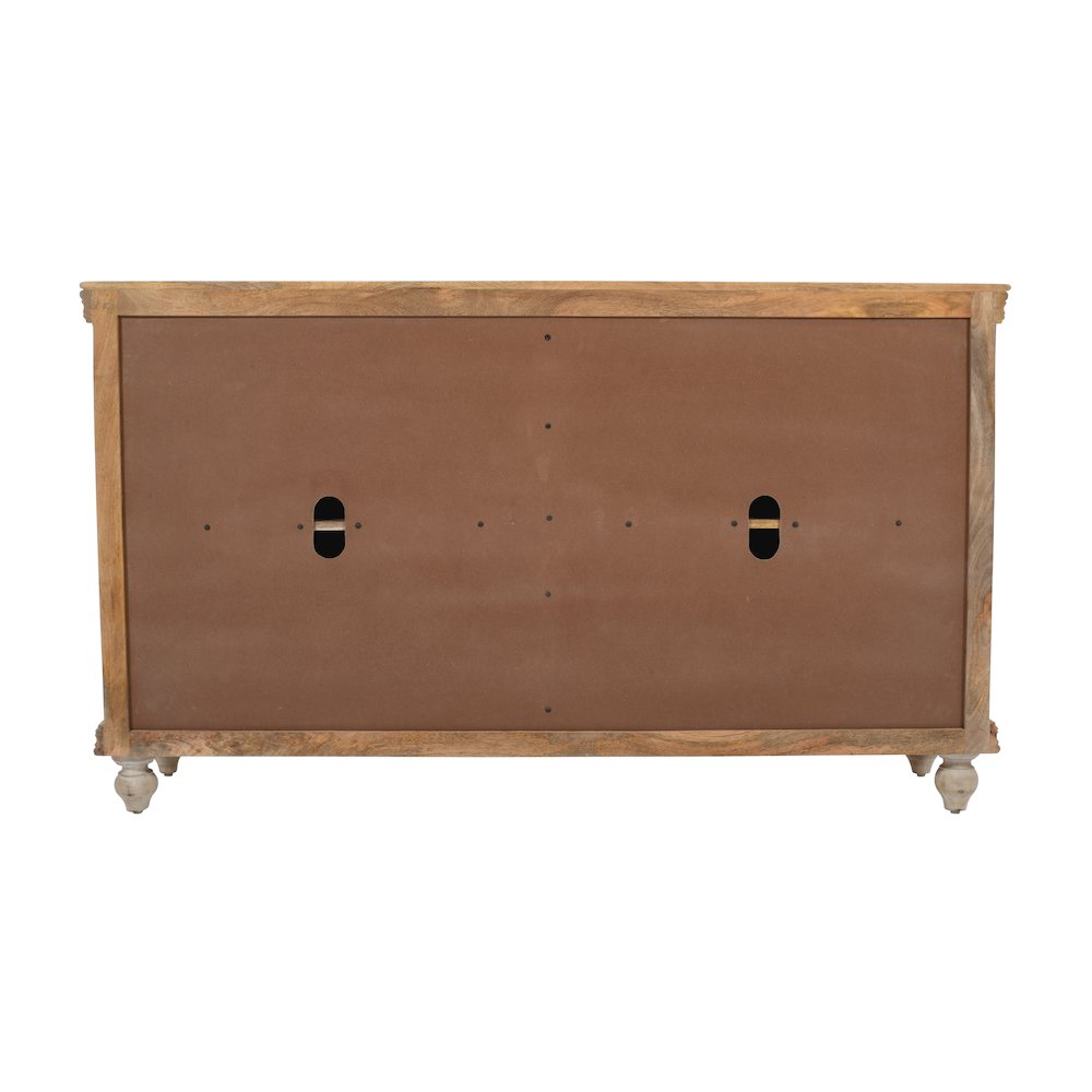 Adele 71" Hand Carved Solid Wood Rustic Four-Door Sideboard Cabinet. Picture 8