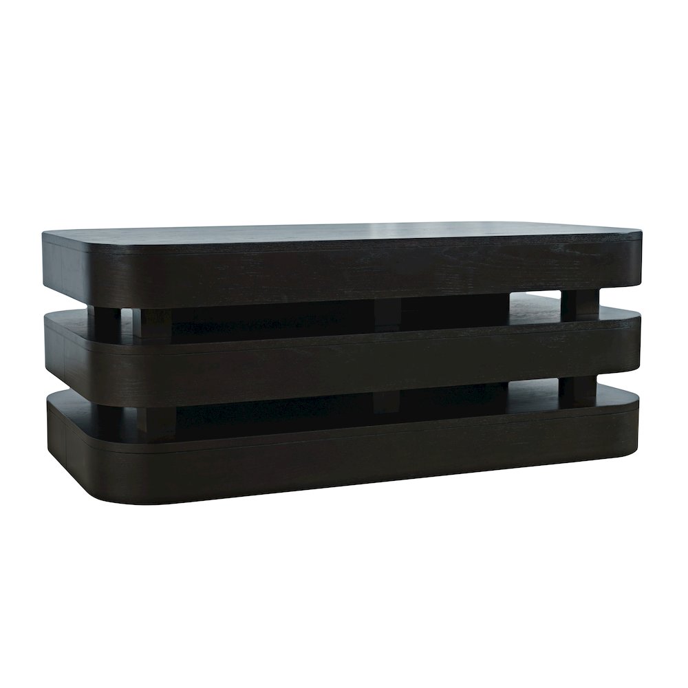 Mid-Century Modern Floating Sculpture Layered Coffee Table with Caster Wheels. Picture 2