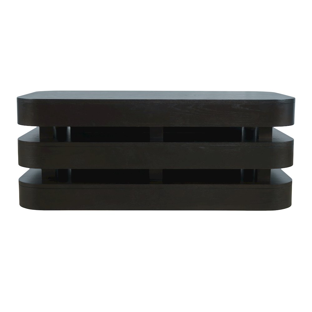 Mid-Century Modern Floating Sculpture Layered Coffee Table with Caster Wheels. Picture 1