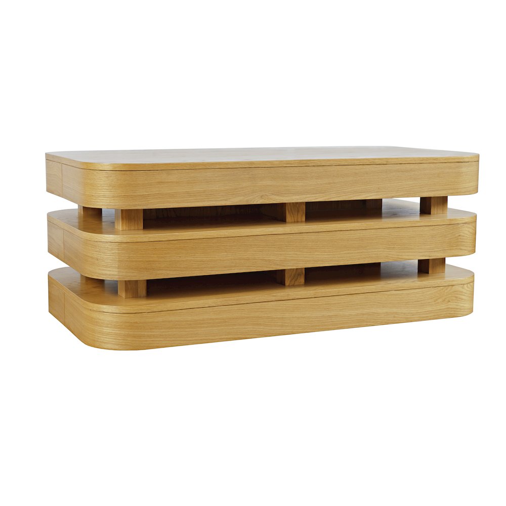 Mid-Century Modern Floating Sculpture Layered Coffee Table with Caster Wheels. Picture 2