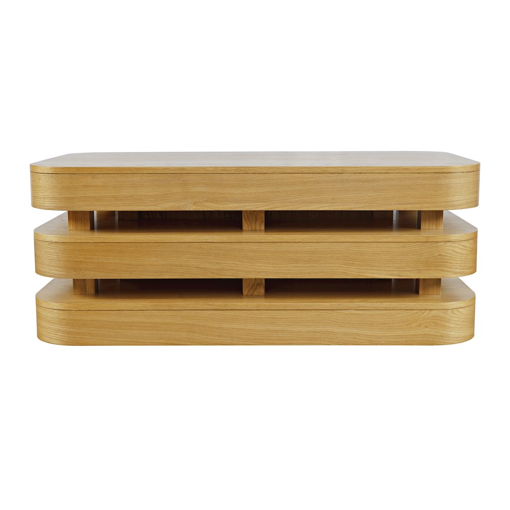 Mid-Century Modern Floating Sculpture Layered Coffee Table with Caster Wheels. Picture 1