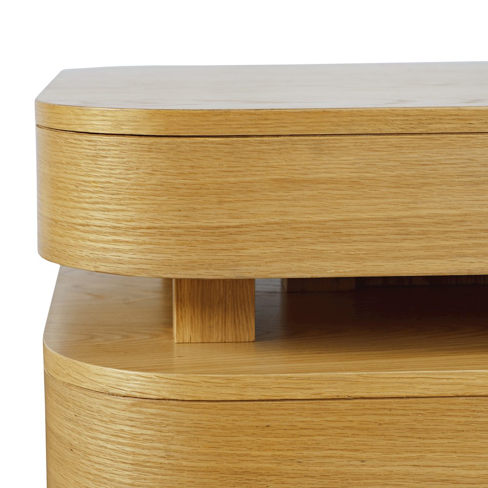 Mid-Century Modern Floating Sculpture Layered Coffee Table with Caster Wheels. Picture 3