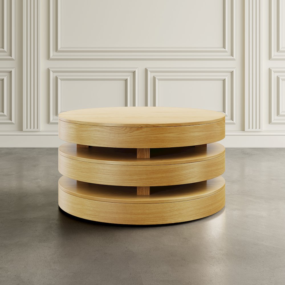 Mid-Century Modern Floating Sculpture Round Layered Coffee Table. Picture 8