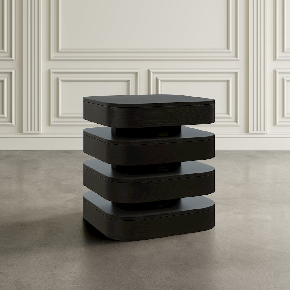 Brix Mid-Century Modern Floating Sculpture Layered Square End Table. Picture 8