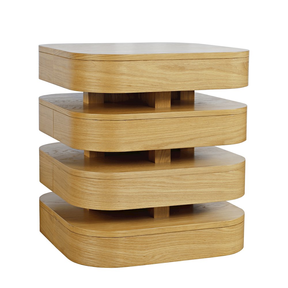 Brix Mid-Century Modern Floating Sculpture Layered Square End Table. Picture 2