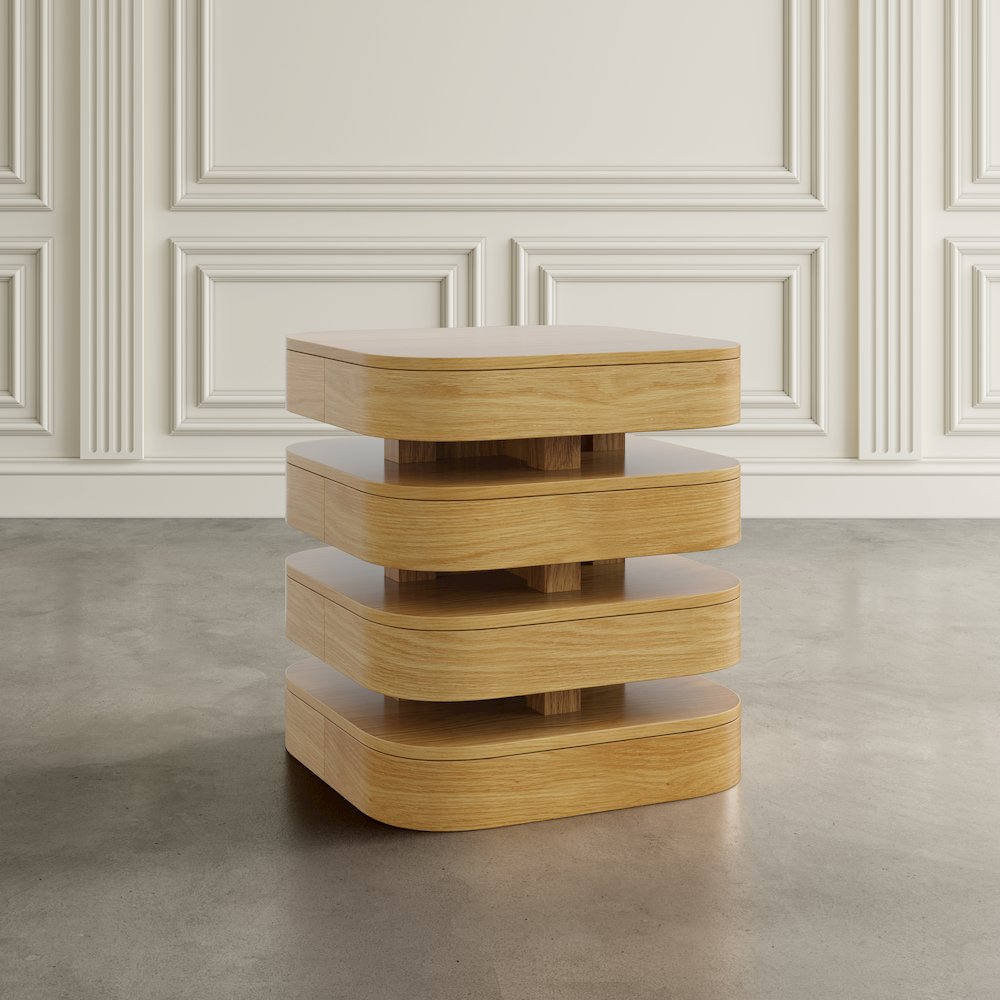 Brix Mid-Century Modern Floating Sculpture Layered Square End Table. Picture 7