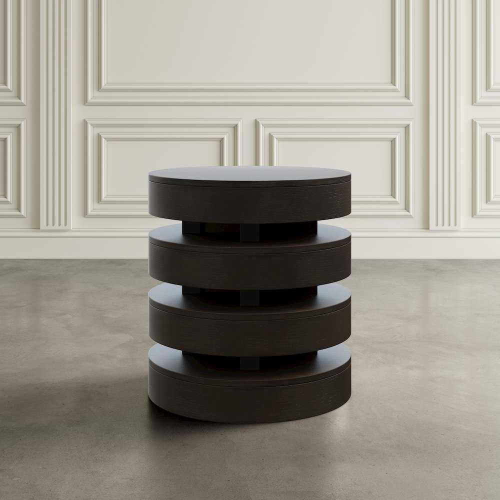Brix Mid-Century Modern Floating Sculpture Layered Round End Table. Picture 8