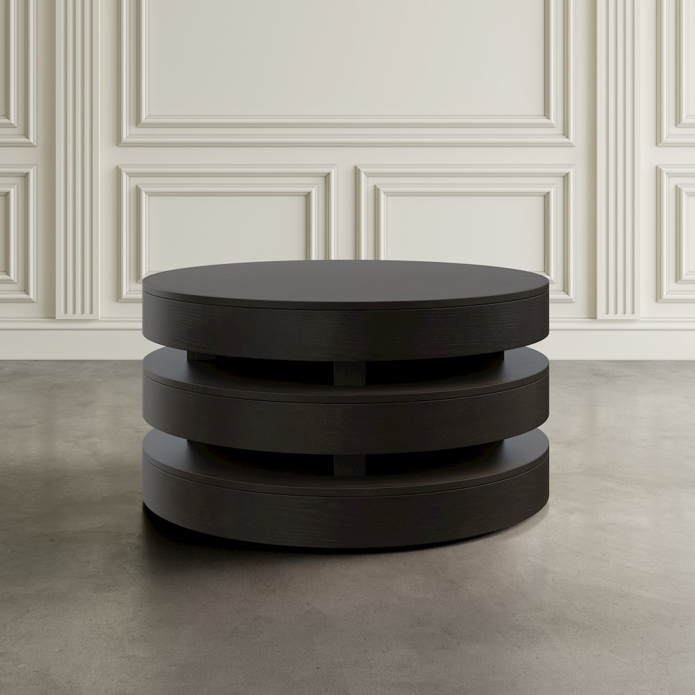 Mid-Century Modern Floating Sculpture Round Layered Coffee Table. Picture 8