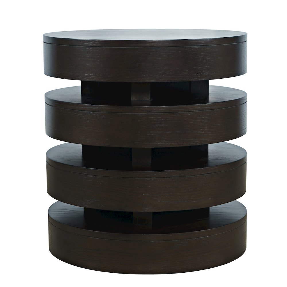 Brix Mid-Century Modern Floating Sculpture Layered Round End Table. Picture 1