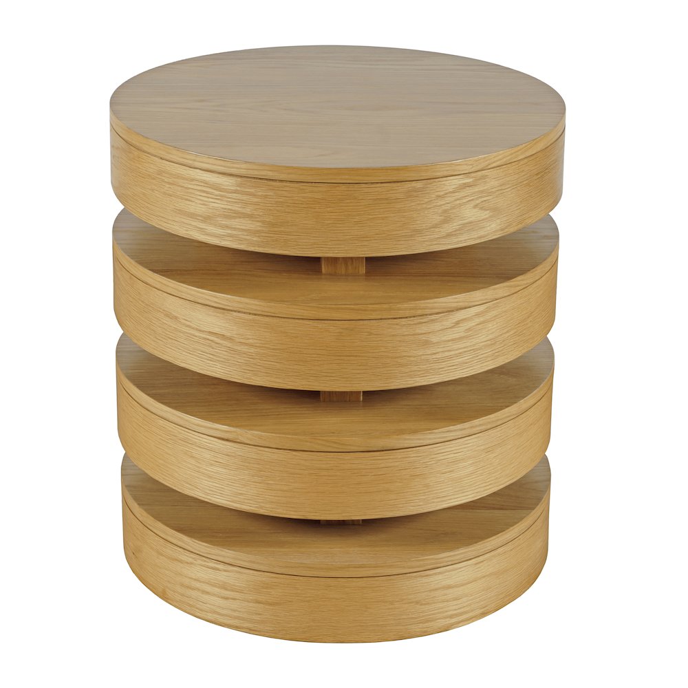 Brix Mid-Century Modern Floating Sculpture Layered Round End Table. Picture 1