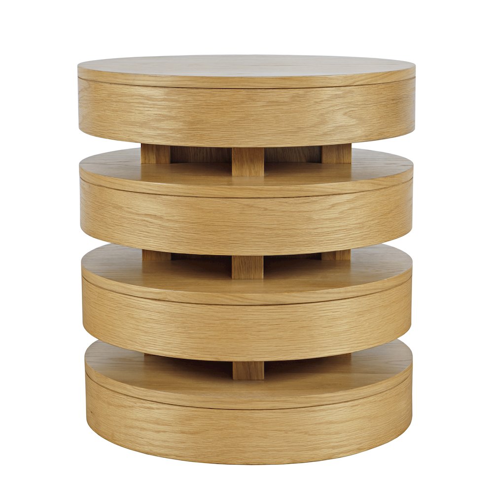 Brix Mid-Century Modern Floating Sculpture Layered Round End Table. Picture 2