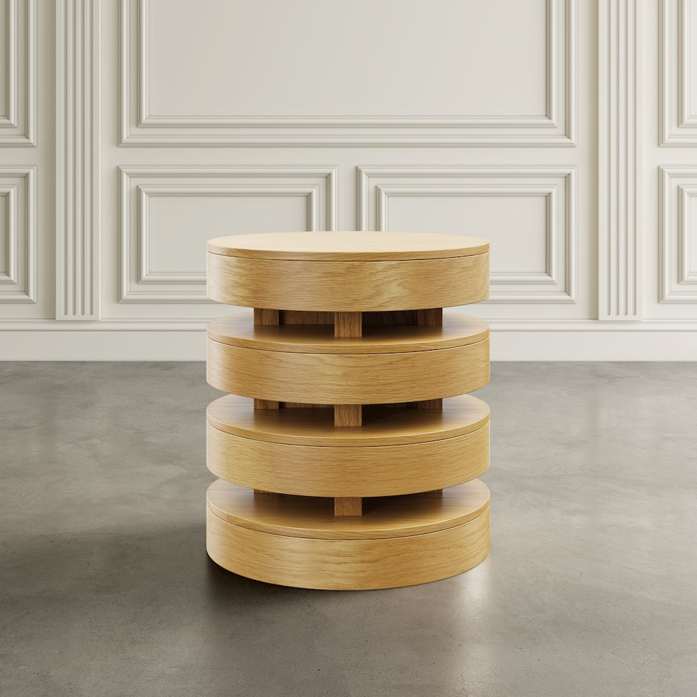 Brix Mid-Century Modern Floating Sculpture Layered Round End Table. Picture 7