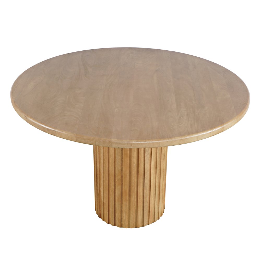 Breck Solid Wood 48" Round Mid-Century Modern Fluted Pedestal Dining Table. Picture 3