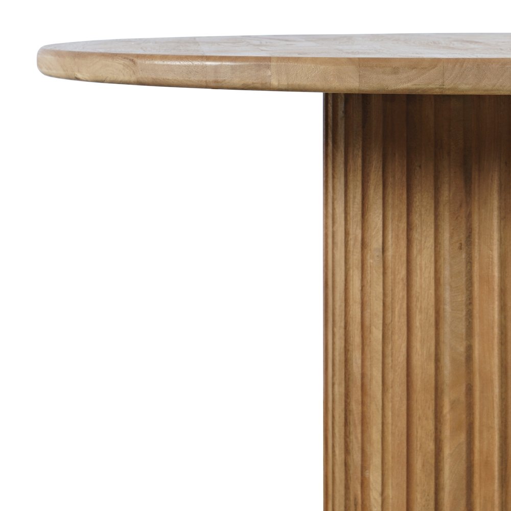 Breck Solid Wood 48" Round Mid-Century Modern Fluted Pedestal Dining Table. Picture 4