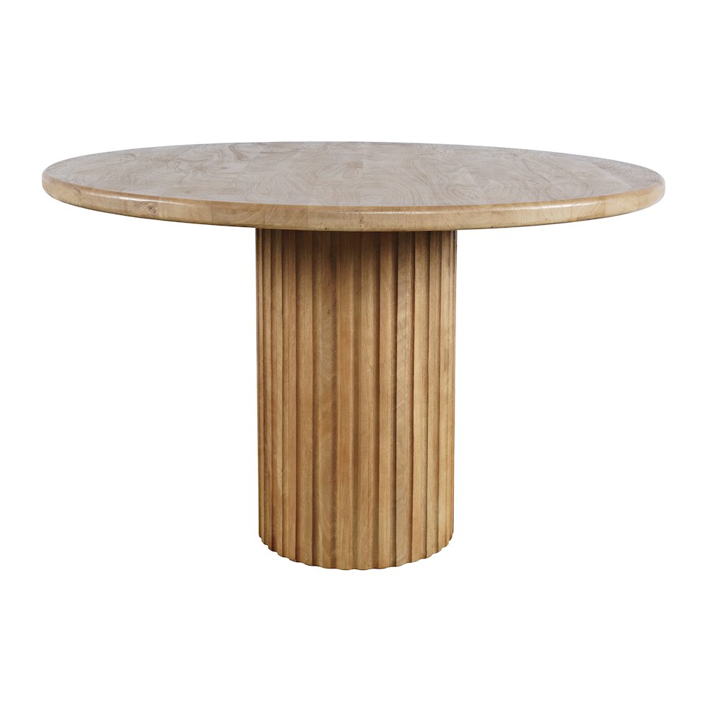 Breck Solid Wood 48" Round Mid-Century Modern Fluted Pedestal Dining Table. Picture 1