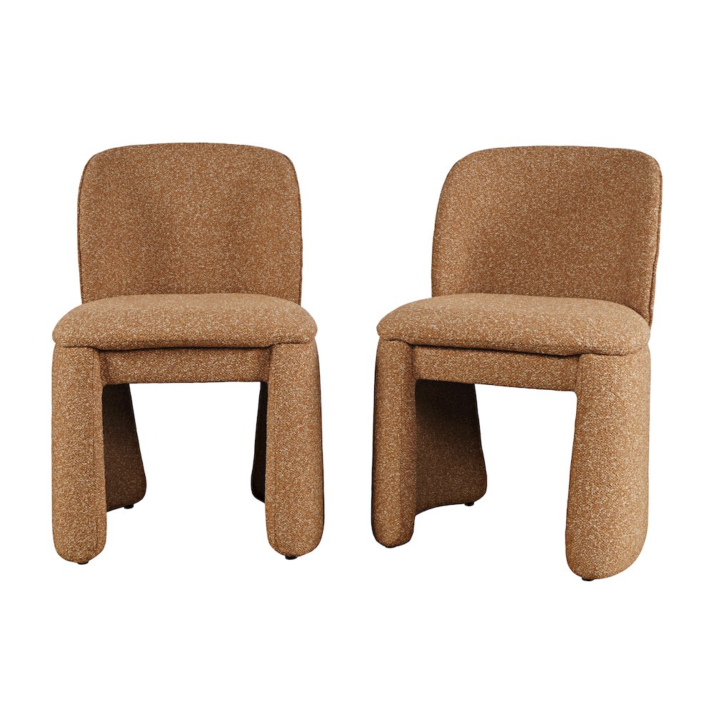 Breck Mid-Century Modern Curved Upholstered Dining Chair - Set of 2. Picture 1