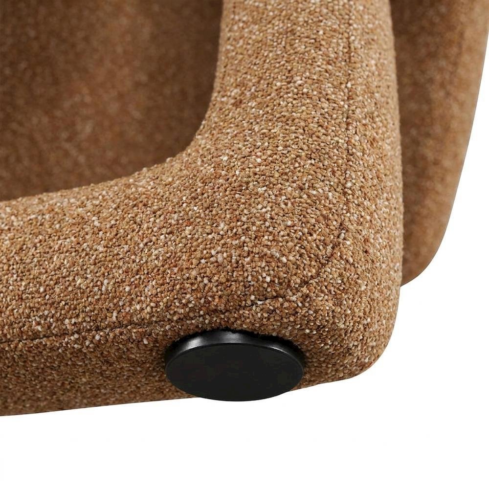 Polyester-Upholstered Mid-Century Modern Curved Dining Chairs, Brick, Set of 2. Picture 8