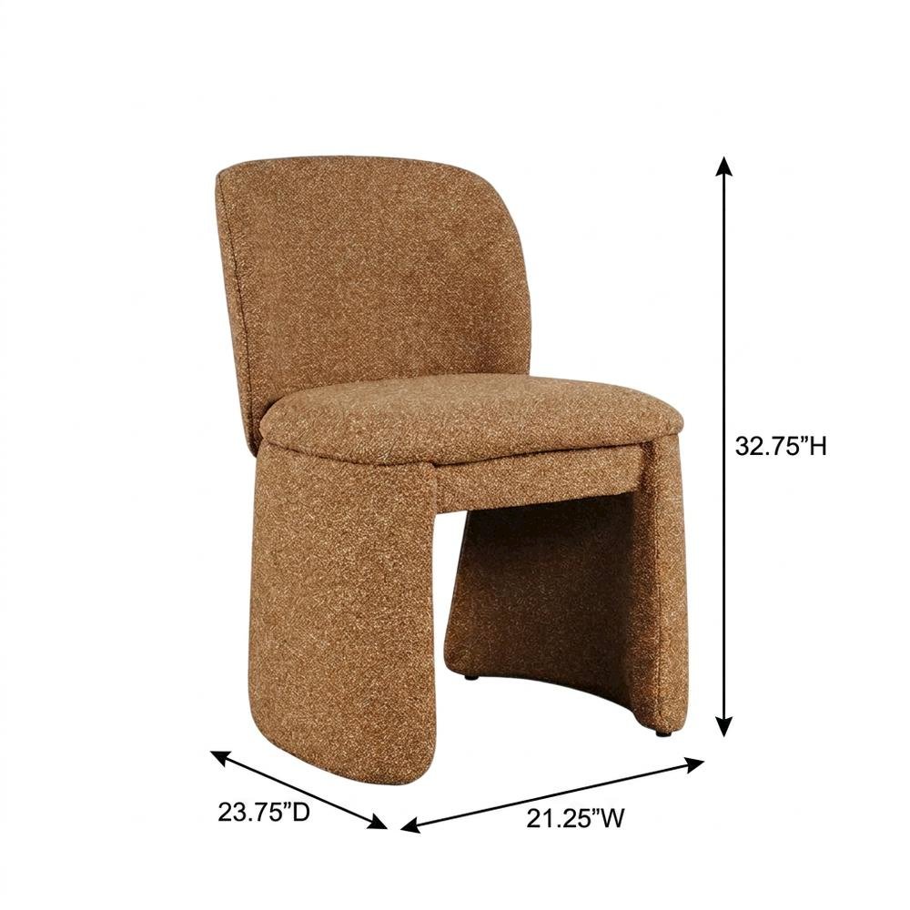 Polyester-Upholstered Mid-Century Modern Curved Dining Chairs, Brick, Set of 2. Picture 6
