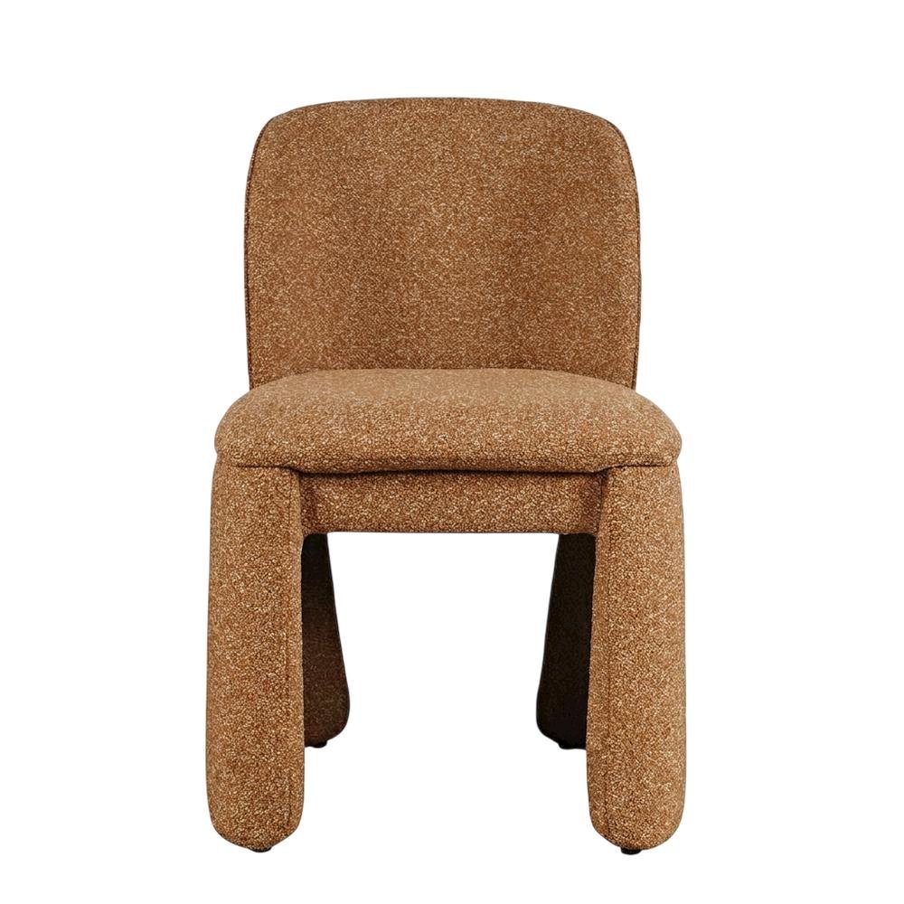 Polyester-Upholstered Mid-Century Modern Curved Dining Chairs, Brick, Set of 2. Picture 2