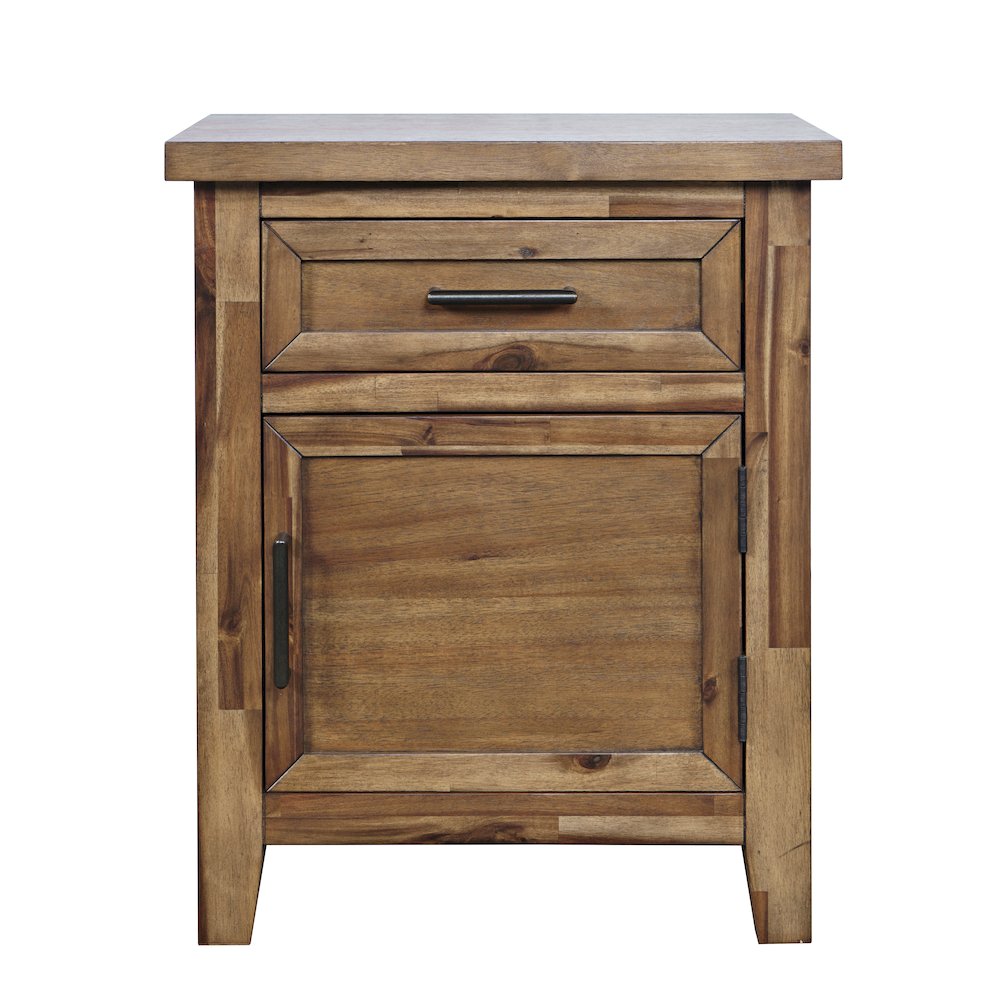 Claremont Transitional Rustic Wood Accent End Table with Storage. Picture 1